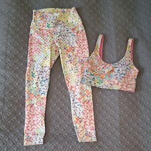 Fabletics Floral PowerHold Leggings and Bra Set